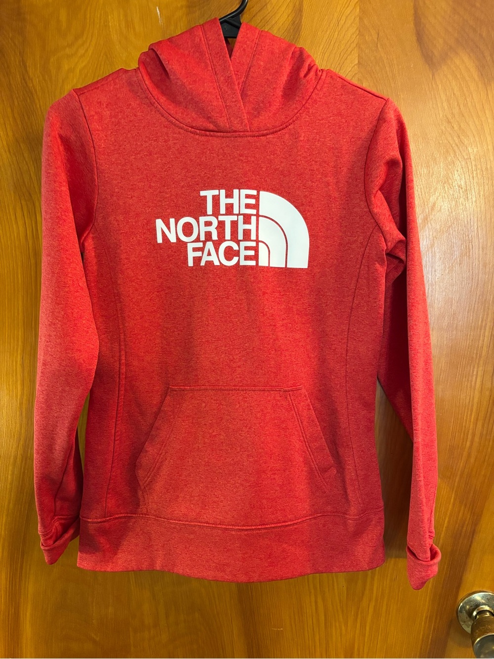 The North Face Red Pullover Hoodie with White Logo